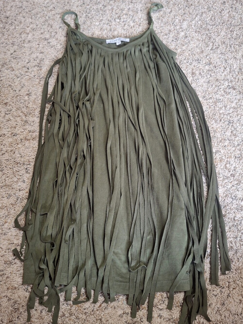 Olive Green Fringe Women's Top